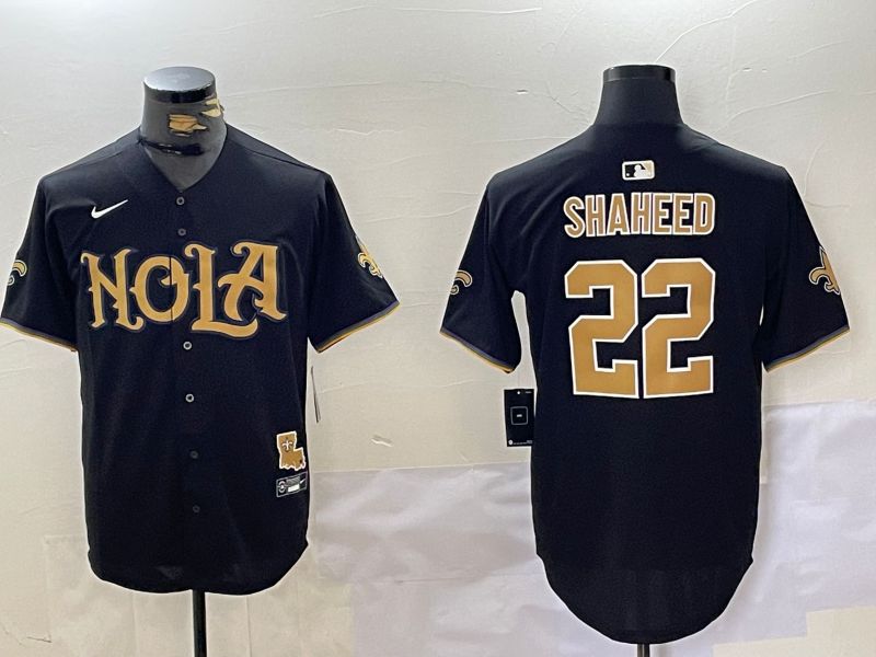 Men New Orleans Saints #22 Shaheed Black Joint Name 2024 Nike Limited NFL Jersey style 1